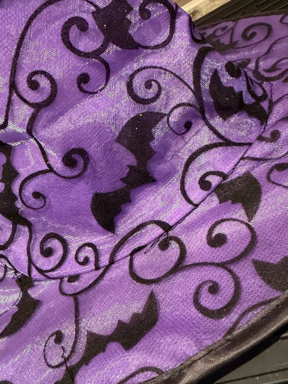 Y2K Vtg 2010 Purple & Black Velvet Flock Bat Swirl Witch Hat Costume Accent